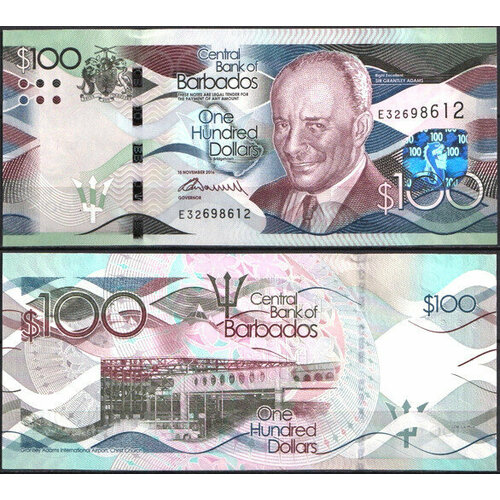 Барбадос 100 долларов 2013 (UNC Pick 78) барбадос 50 долларов 2007 г площадь национальных героев в бриджтауне unc