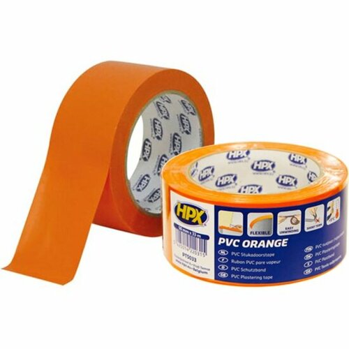 Малярная лента ПВХ HPX PT5033 оранжевая, PT 50мм х 33м