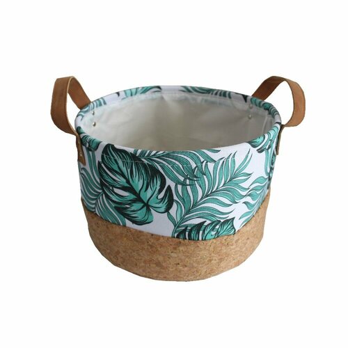 Корзина для хранения Elemento Монстера с ручками круглая 30х30х20 см