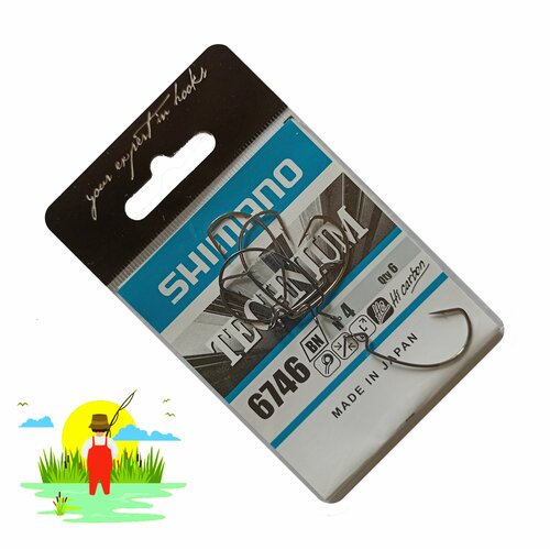 фото Крючок офсетный рыболовный shimano 6746 № 4, 6 шт. / крючки для рыбалки японские winner