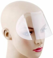 Парикмахерская маска для лица пластиковая для стрижки челки. Лицевой одноразовый козырек. Защитный экран / щиток прозрачный набор 50 шт. 9x18,5 см