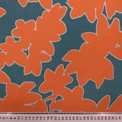 Трикотажная ткань синяя оранжевый принт цветы трикотажная ткань черно белая принт цветы