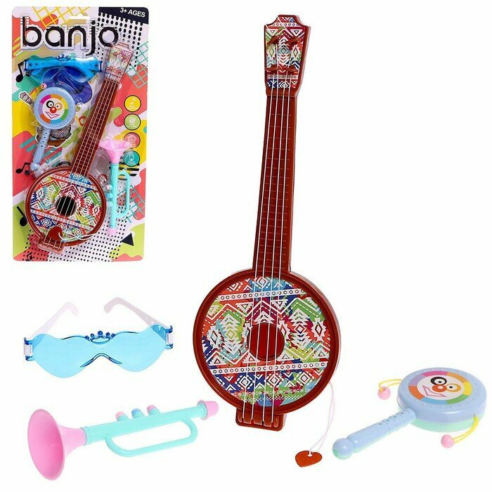 Набор музыкальных инструментов «Банджо» 4 предмета цвета микс