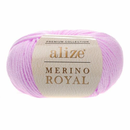 Пряжа MERINO ROYAL (Alize), св. орхидея - 474, 100% шерсть, 10 мотков, 50 г, 100 м. alize merino royal цвет 31 светло розовый ализе мерино роял 50 г 100 м 10 мотков