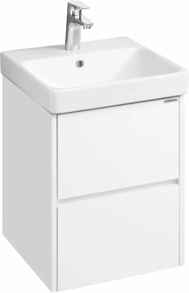 фото Тумба с раковиной AQUATON Сканди 45 белый глянец, белый матовый