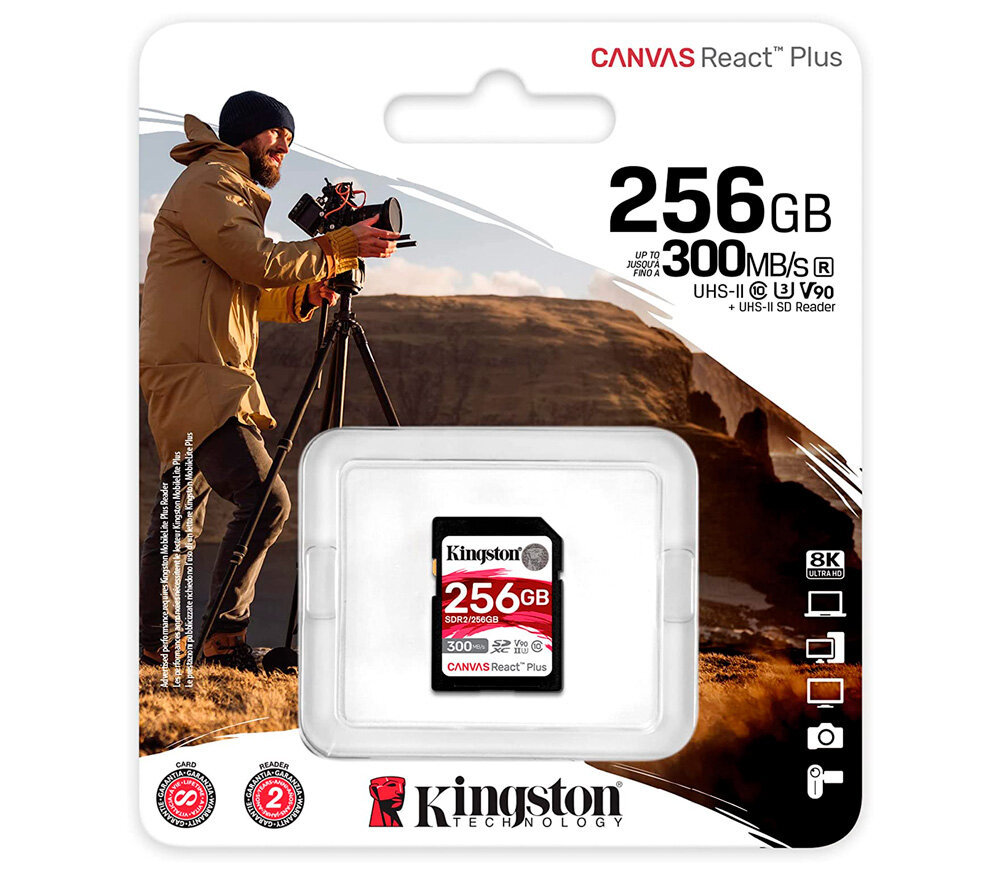Карта памяти Kingston SDXC 256GB Canvas React Plus UHS-II Class U3 V90 260/300Mb/s — фото 1