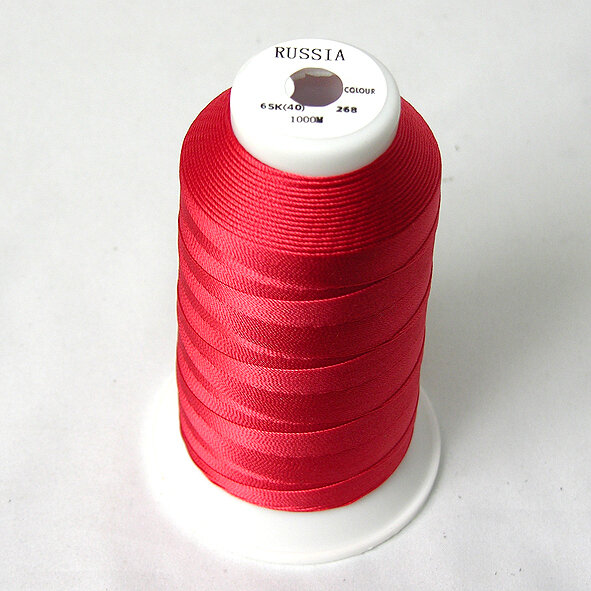 Нитки 40 капрон для швейной машинки (65К-1000м)(арт.268) цв. красный