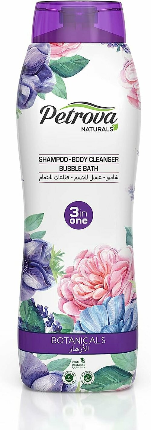 Средство для тела и волос Petrova Botanicals 3 в 1, Shampoo, Body Cleanser & Bubble Bath, 500 мл