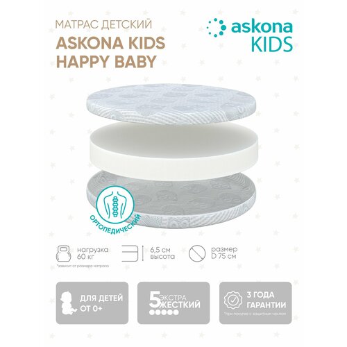 Матрас детский ортопедический Askona Аскона KIDS Happy Baby круглый D075 2700₽