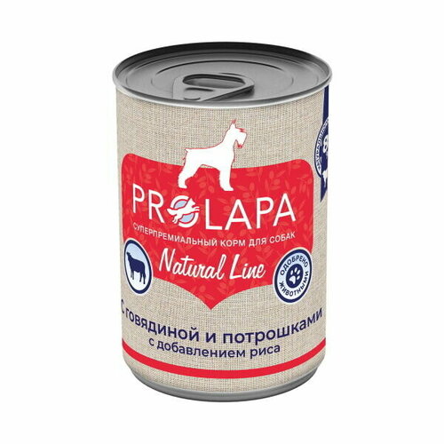 Prolapa Natural Line с говядиной, потрошками и рисом, банка (0.4 кг) (4 штуки)