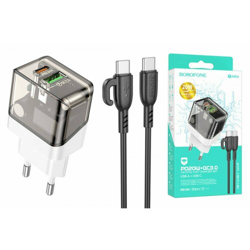 Сетевое зарядное устройство PD20W type c type c. Зарядка для Айфона, Андроид. Быстрая зарядка для Android. Прозрачный корпус