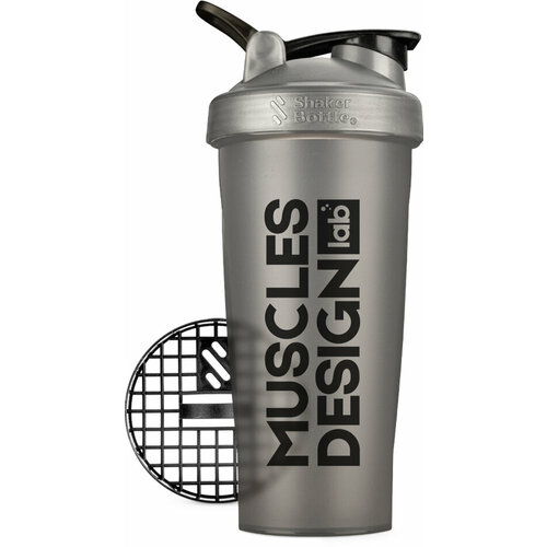 фото Шейкер спортивный для тренировок "серый" с переносной петлей muscles design lab