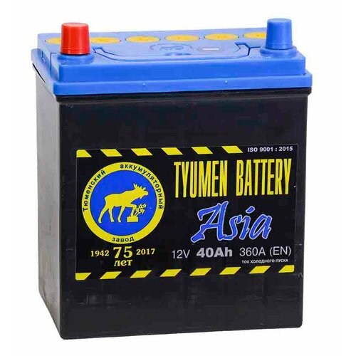 Аккумулятор автомобильный TYUMEN BATTERY ASIA 40 А/ч 370 А прям. пол. Азия авто (187x128x223) без бортика