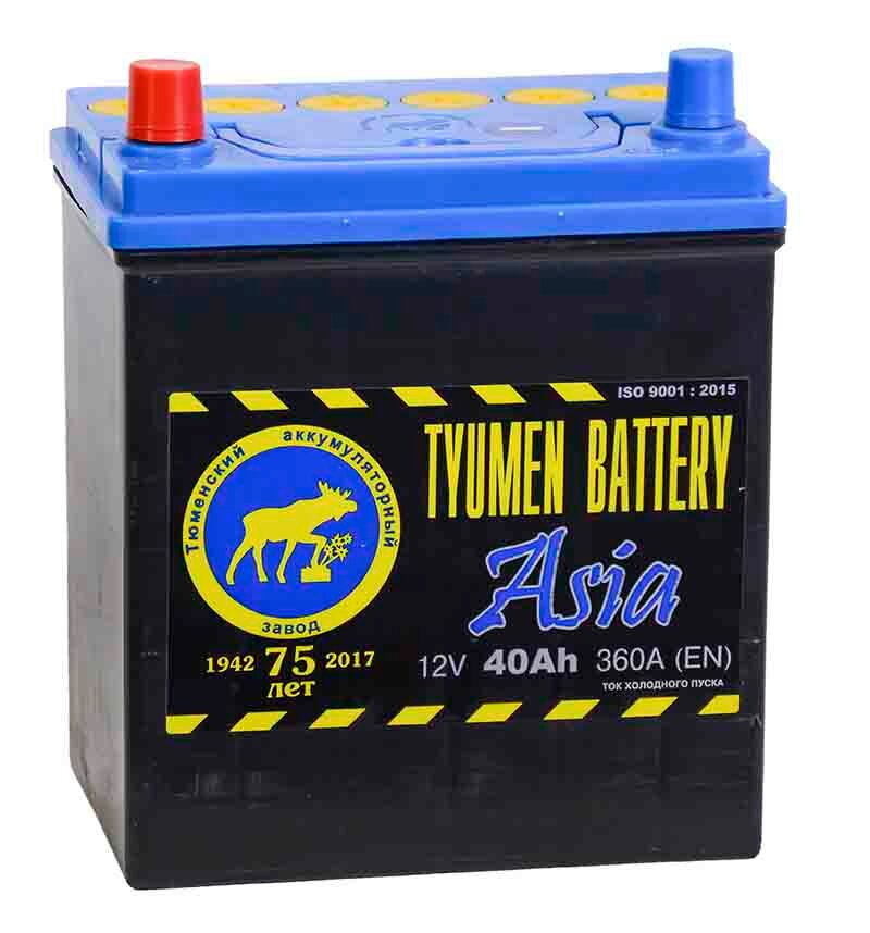 Аккумулятор автомобильный TYUMEN BATTERY ASIA 40 А/ч 370 А прям. пол. Азия авто (187x128x223) без бортика