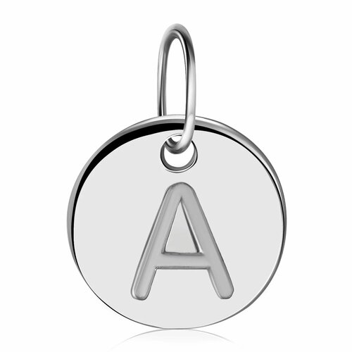 фото Подвеска lu jewel монетка с надписью, серебро, 925 проба, родирование, гравировка, размер 1 см.