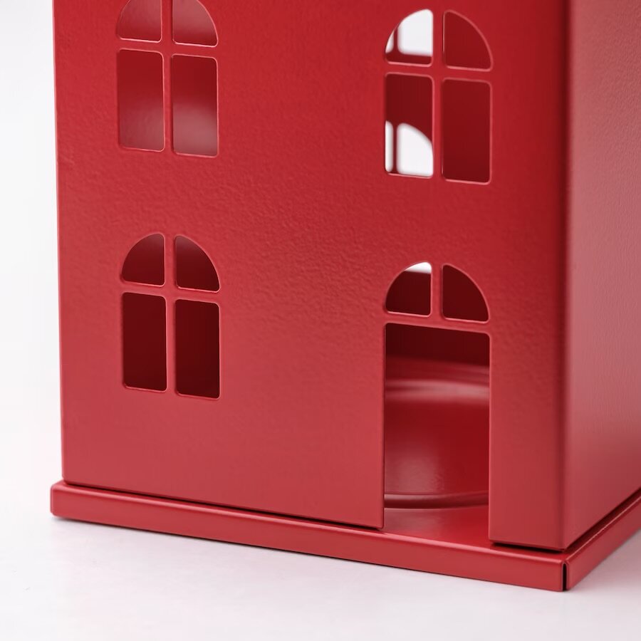 IKEA VINTERFINT Подсвечник, набор из 2шт. домик красный/белый - фотография № 3