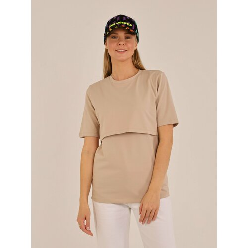 фото Футболка mama jane, размер 50, бежевый