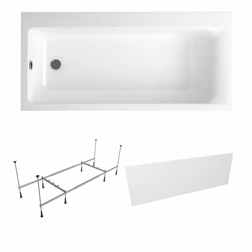Акриловая ванна 170х80 см Lavinia Boho Catani набор 3 в 1 S2-3712170L: ассиметричная ванна (левый разворот), металлический каркас, лицевой экран