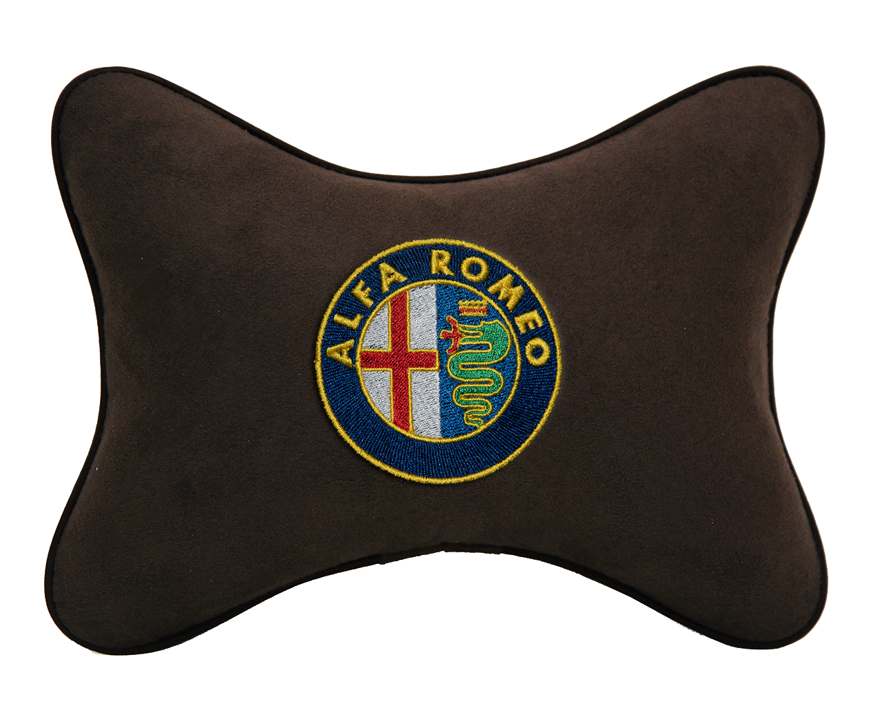 Подушка на подголовник алькантара Coffee с логотипом автомобиля ALFA ROMEO