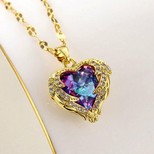 Колье Ожерелье с камнем в форме сердца с цепочкой простое длинное ожерелье с бантом для женщин модное новое многоцветное ожерелье с бабочкой и кубическим цирконием для свитера цепочка на