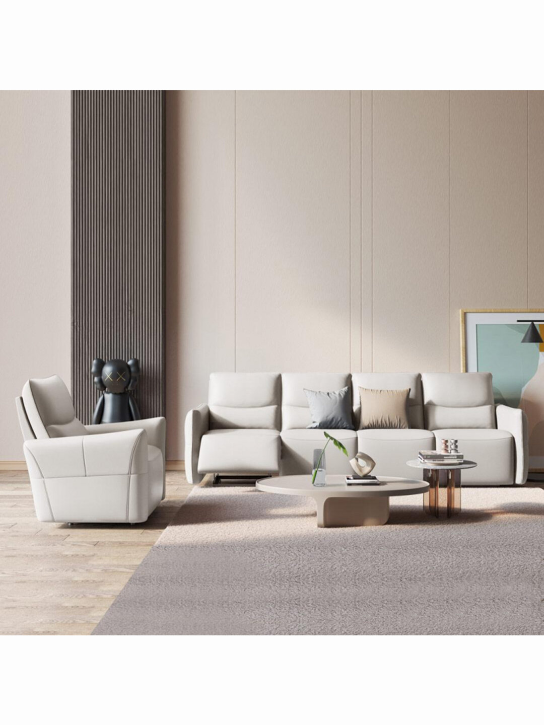 Изображение Умный диван-реклайнер с функцией массажа четырехместный Xiaomi 8H Cozy Smart Massage Electric Sofa Jingyi Four Seats Beige (B6)