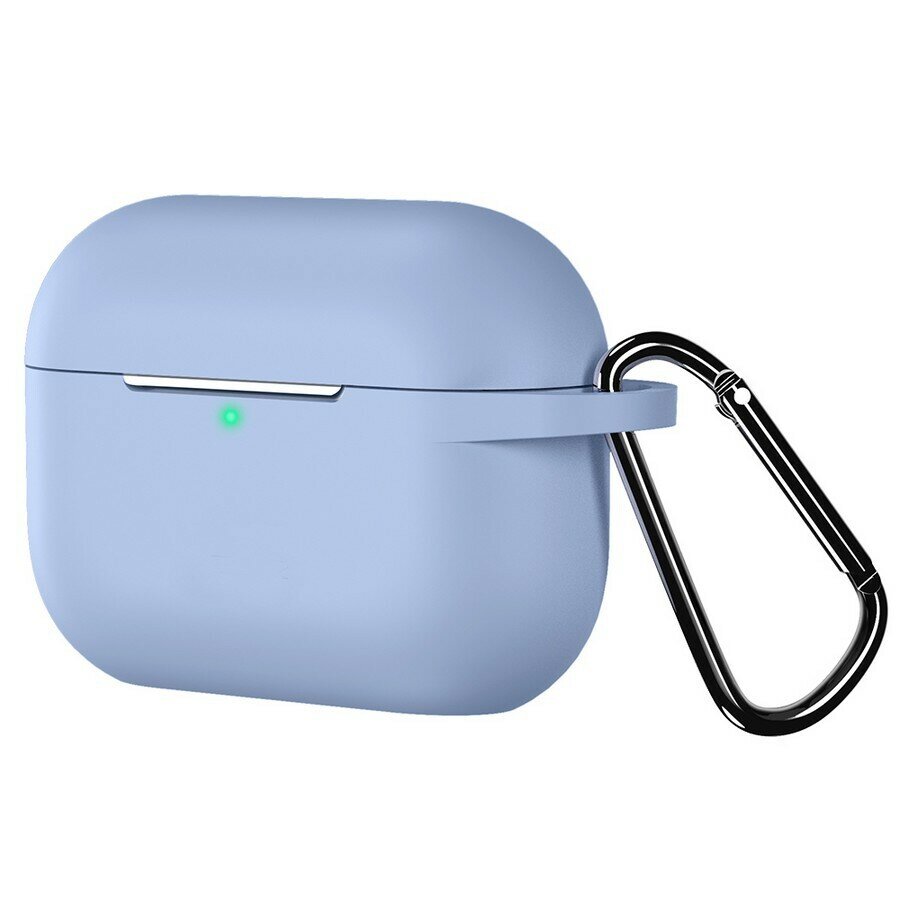 Силиконовый чехол тонкий с карабином для Apple AirPods Pro голубой