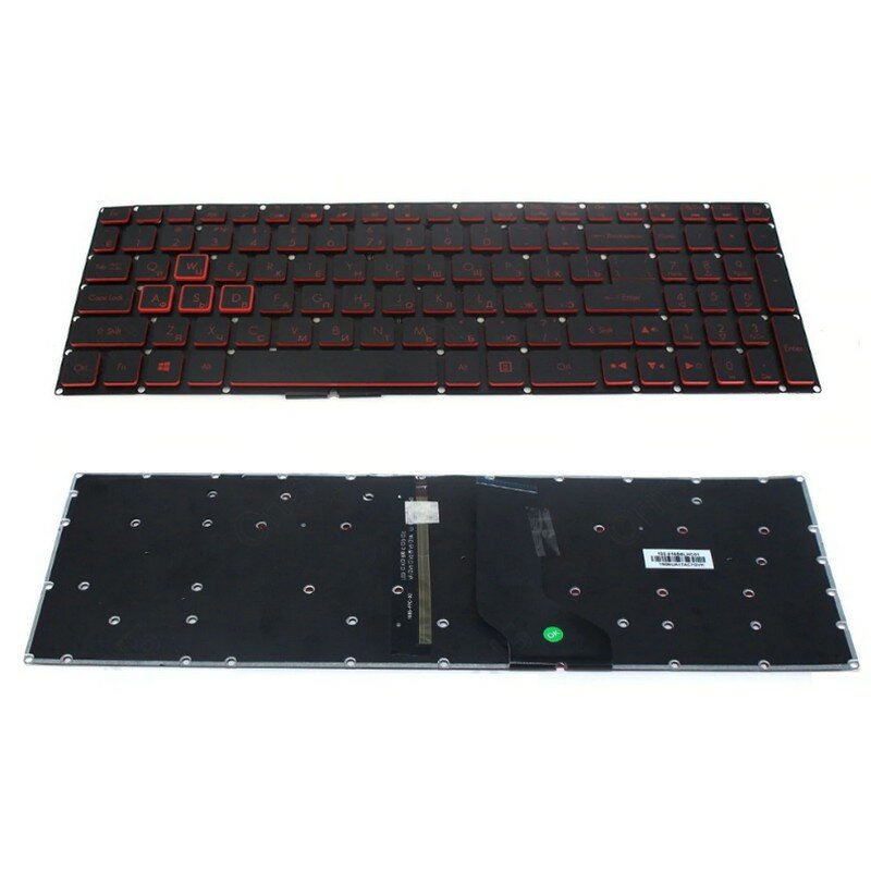 Клавиатура Acer Nitro 5 AN515-41, AN515-51, AN515-42, AN515-52, черная без рамки, с подсветкой