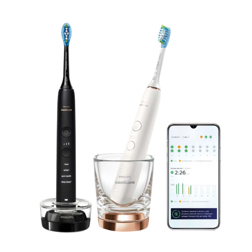 Электрическая зубная щетка Philips Sonicare DiamondClean 9000 HX9914/57, черный/белый