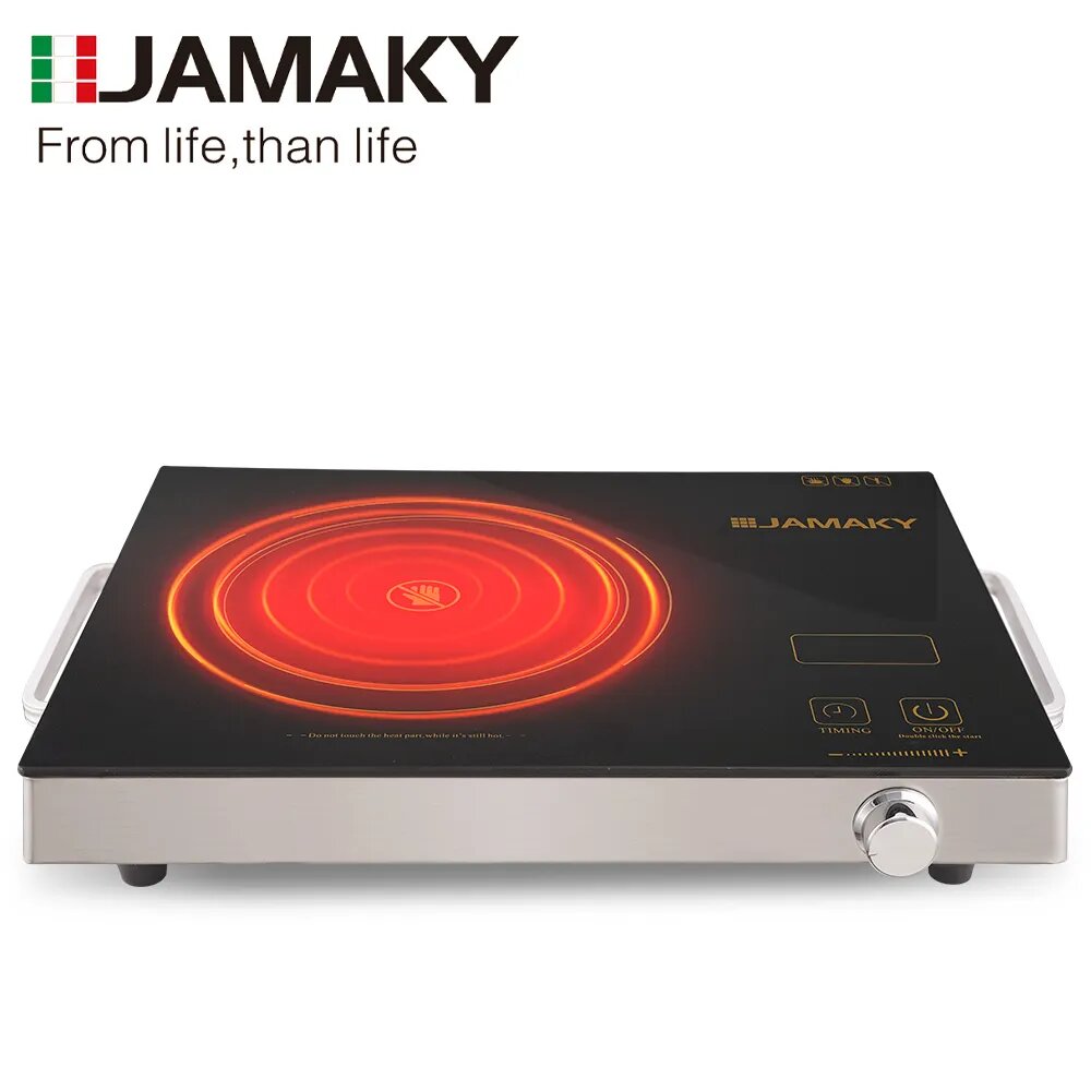 фото Инфракрасная настольная плита "JMK-7003" от бренда "DSP". Таймер на 15,30,90,120 минут. 2 сенсорные кнопки. 2 ручки.