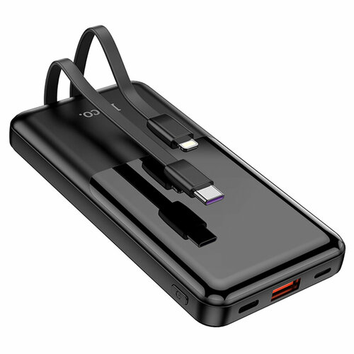Портативный аккумулятор HOCO Q9 Pro Shell встроенный кабель Lightning Type-C 3A 10000 мАч черный 2048₽