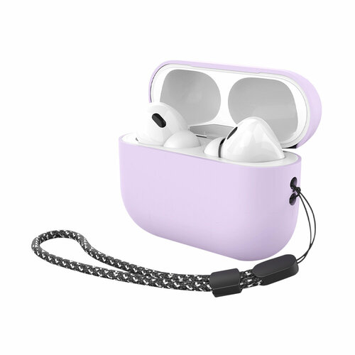 Силиконовый чехол c ремешком для AirPods Pro 2, лавандовый, Deppa, Deppa 47342