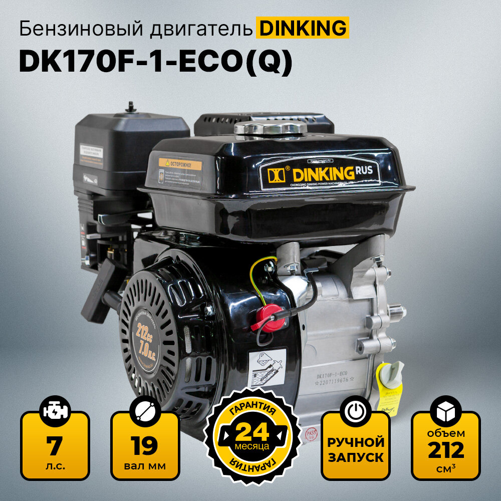 Двигатель Dinking DK170F-1-ECO(Q) (7л. с, 19мм вал, ручной стартер)