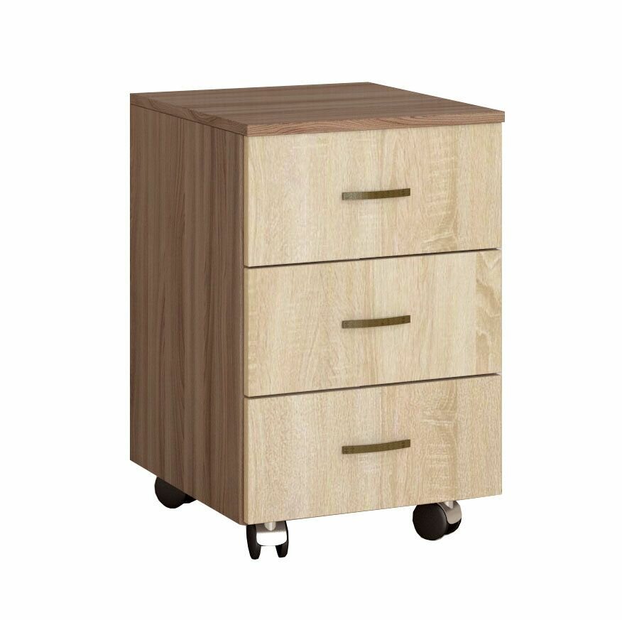 фото Тумба прикроватная Орион Ясень шимо/дуб сонома, с ящиками для спальни, кабинета, подростка, дома, дачи 400х600х435 тэкс