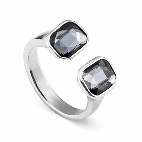 Кольцо UNOde50, кристалл, черный mya bay кулон месяц с серебряным покрытием с кристаллами