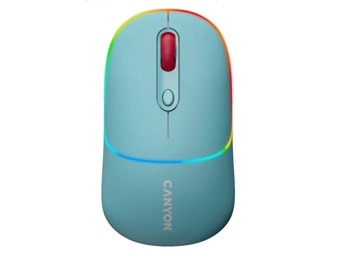 Мышь беспроводная Canyon MW-22, 1600dpi, Bluetooth/Wireless, RGB, 650mAh, Темный циан (Dark Cyan) CNS-CMSW22DC