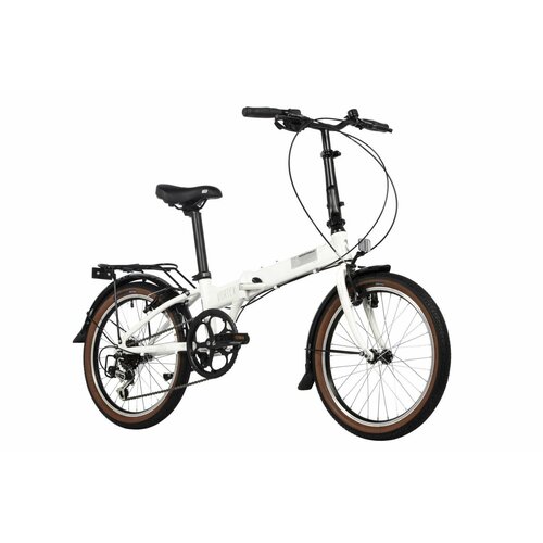 Велосипед NOVATRACK 20 VORTEX белый, складной алюм. Shimano 6 speed, стальная вилка, вынос, алюм. р велосипед novatrack 20 складной 20nftg301 wt21