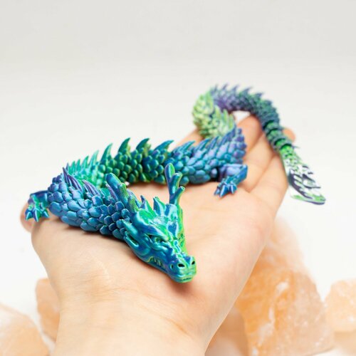 Небесный дракон с глазами 39 см. Подвижный дракон антистресс.