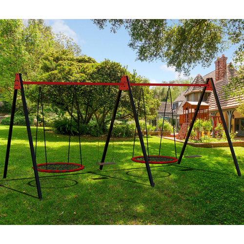 Уличные качели Sv Sport Maxi х 2 УК308 (Ширина рамы 6.0м / Качели-гнездо 0.8м / Подвесы для качелей на втулке 4 комп.)