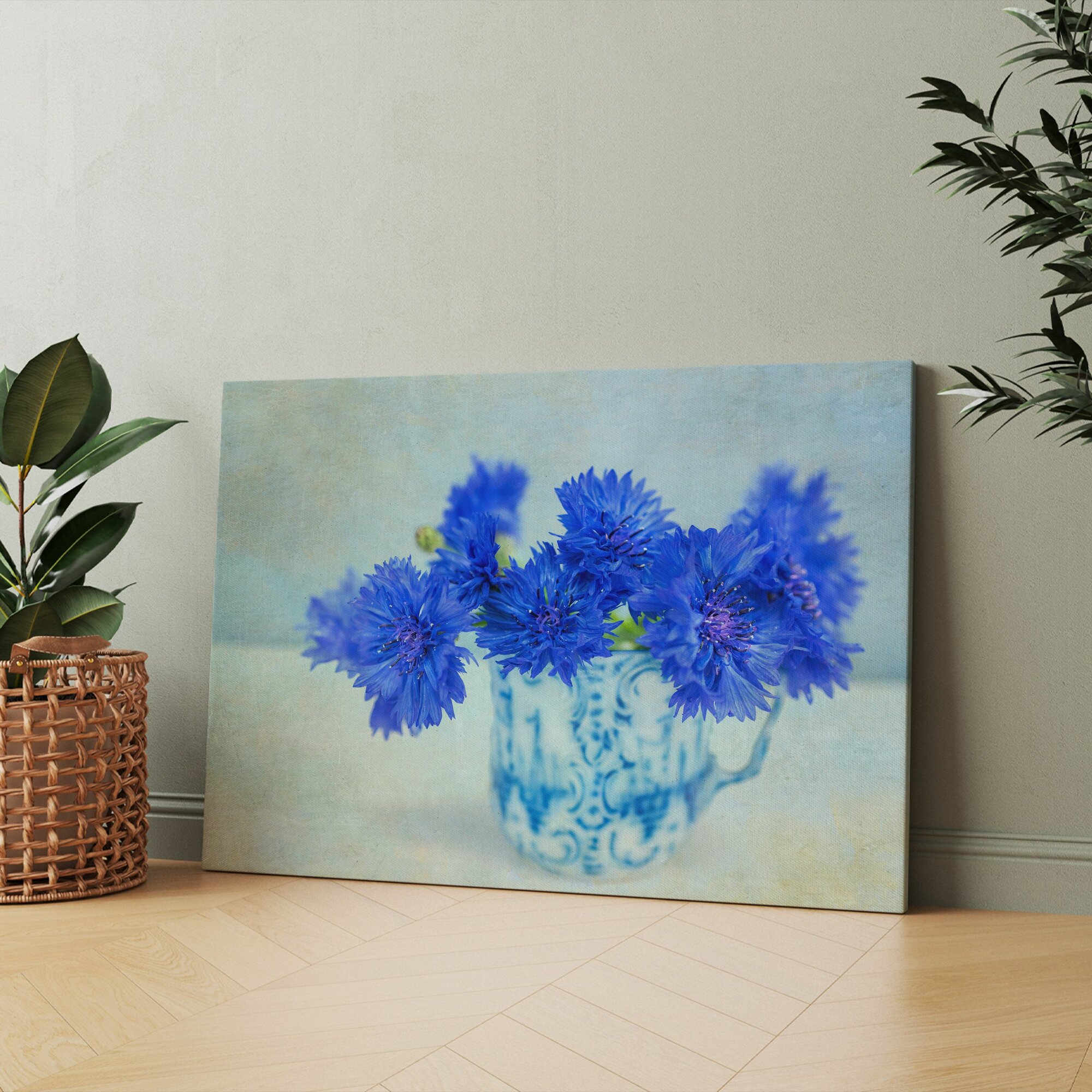 Картина на холсте (цветок василек синего букет) 20x30 см/для интерьера/в комнату/на стену/в подарок