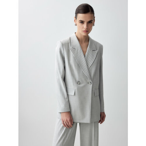 Пиджак Pompa, размер 48, серый пиджак pompa средней длины силуэт прямой размер 48 бирюзовый