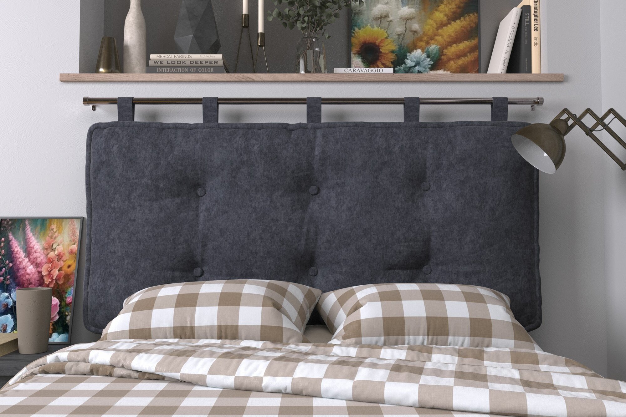 Набивное изголовье-подушка для кровати Mr. Mattress Soft L 80x70 Grey без крепления