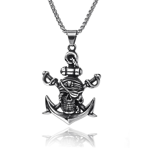 Комплект украшений BAKA&DED Цепочка с кулоном якорь, длина 60 см, серебряный
