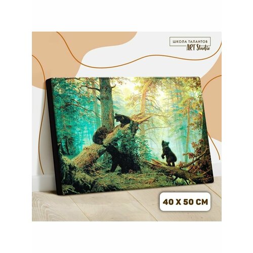 Картина по номерам на холсте с подрамник printio футболка с полной запечаткой мужская утро в сосновом лесу