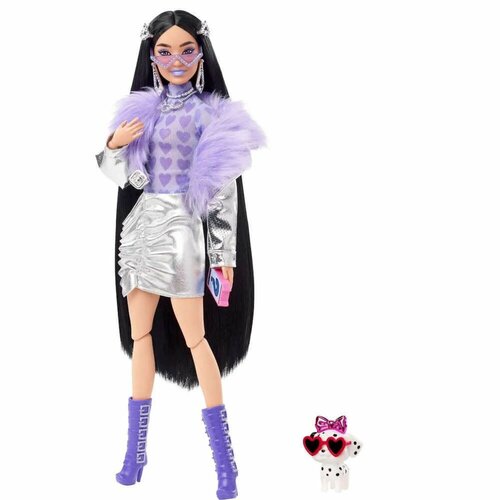 Кукла Barbie Экстра с черными волосами 57138416 кукла barbie экстра с волнистыми лавандовыми волосами с щеночком hhn10