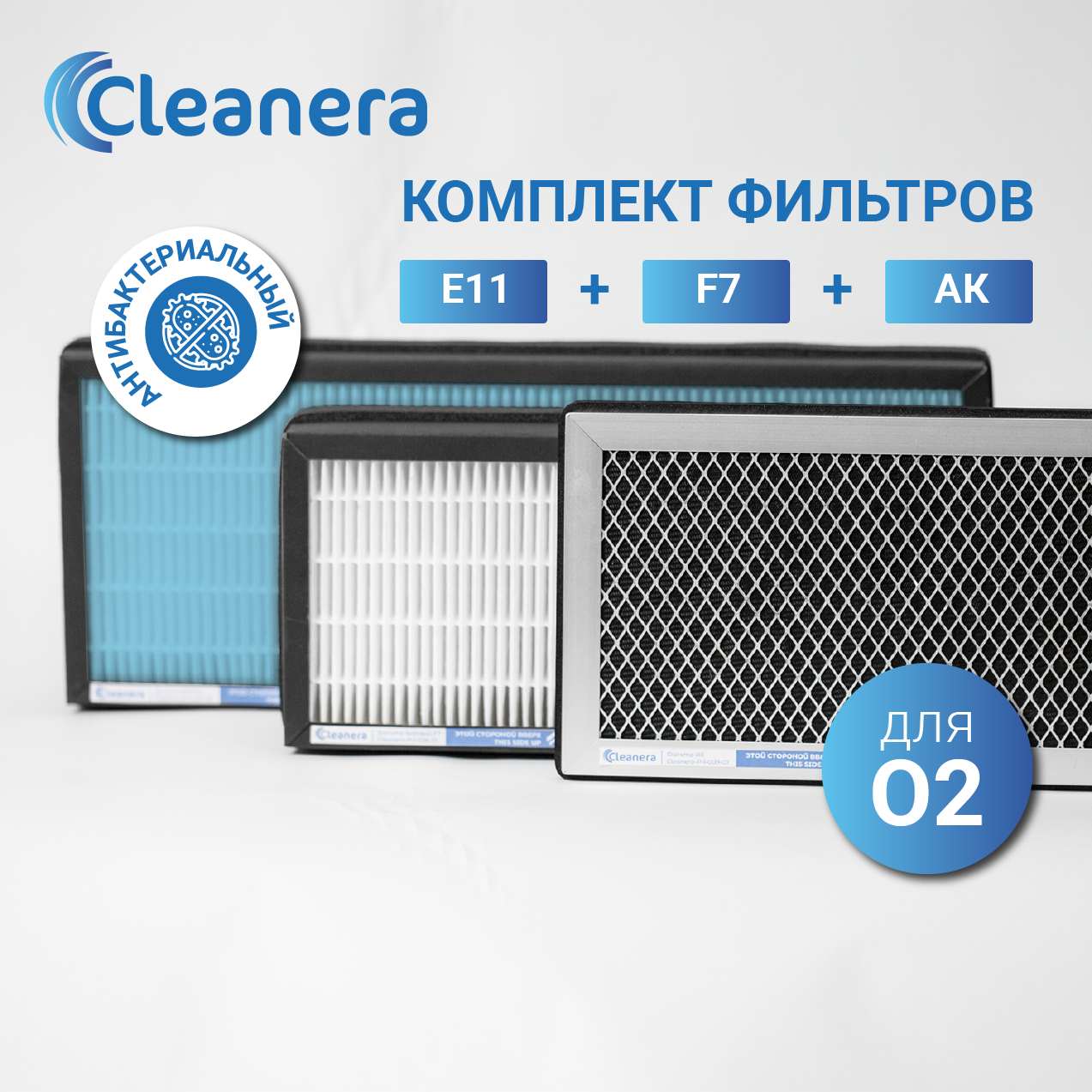 фото Комплект Фильтров для климатической установки O2 / О2 / 02 ( F7, E11, AK). Антибактериальный фильтр E11