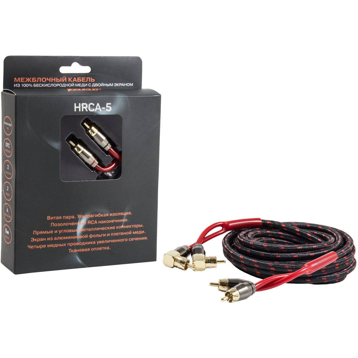 фото Провод соединительный AMP HRCA-5 Межблочный кабель-медь 5 метров