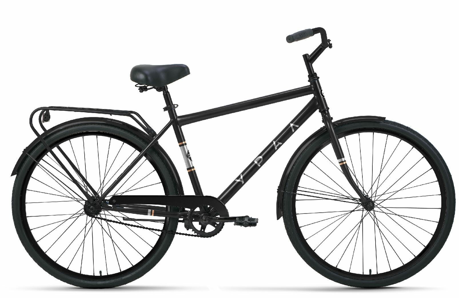 Городской велосипед Урал 28 (2024) рама 19, черный-матовый/серебристый