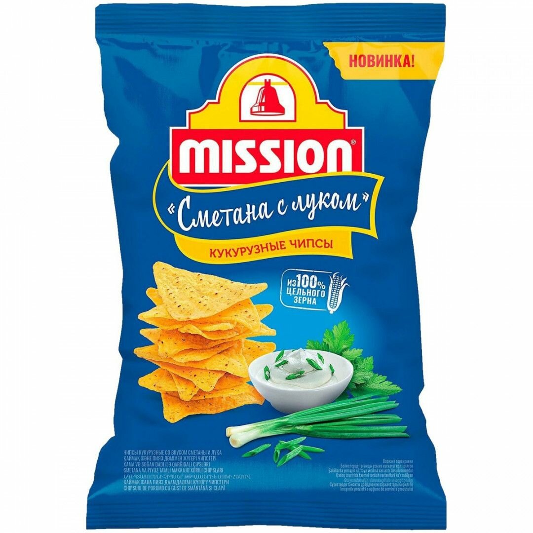 Mission Чипсы кукурузные со вкусом сметаны и лука, 90 г