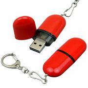 Каплевидная пластиковая флешка для нанесения логотипа (4 Гб / GB USB 2.0 Красный/Red 015)
