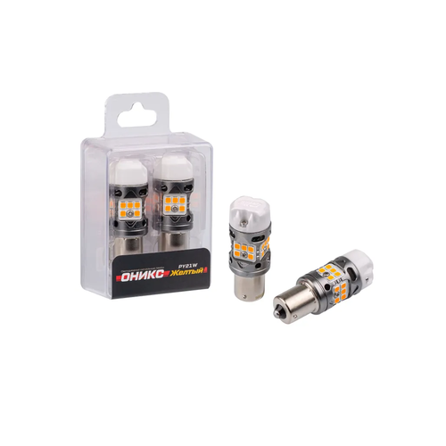 Светодиодные лампы Optima Premium оникс жёлтые PY21W (BAU15s) CAN-BUS 2800K 1000Lm 12V (2 лампы)